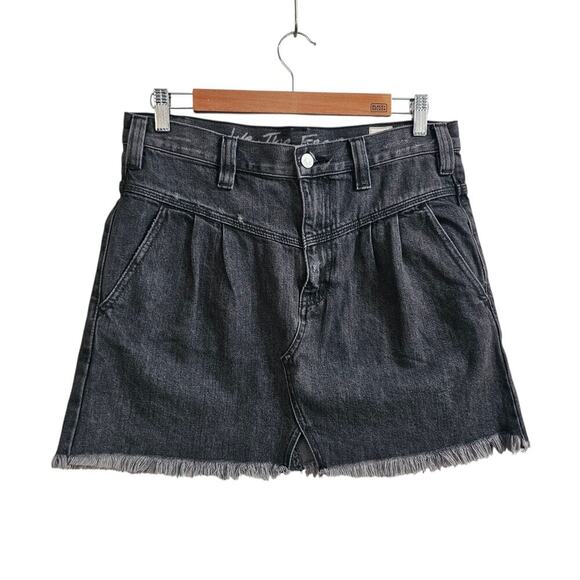 Free People Sidecar Frayed Denim Skirt in Sanded Black  Size 28 - Picture 1 of 5